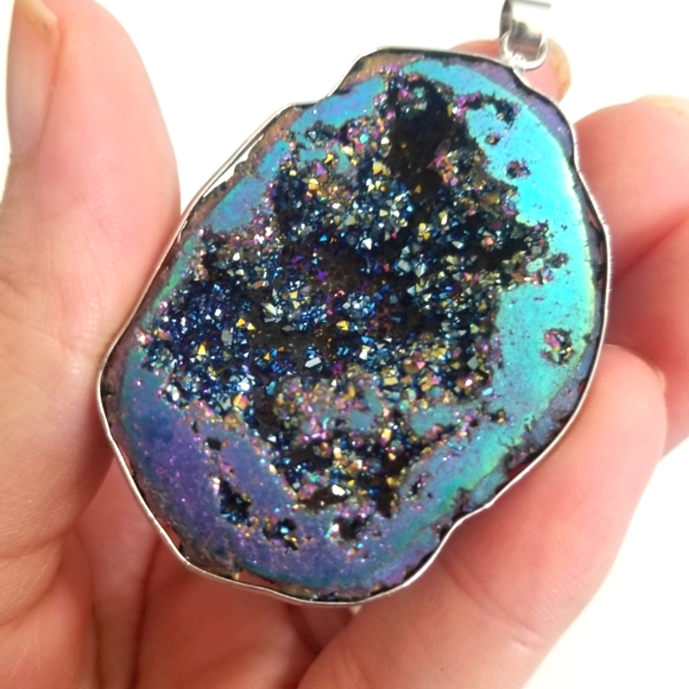 925 Colorful Geode Necklace